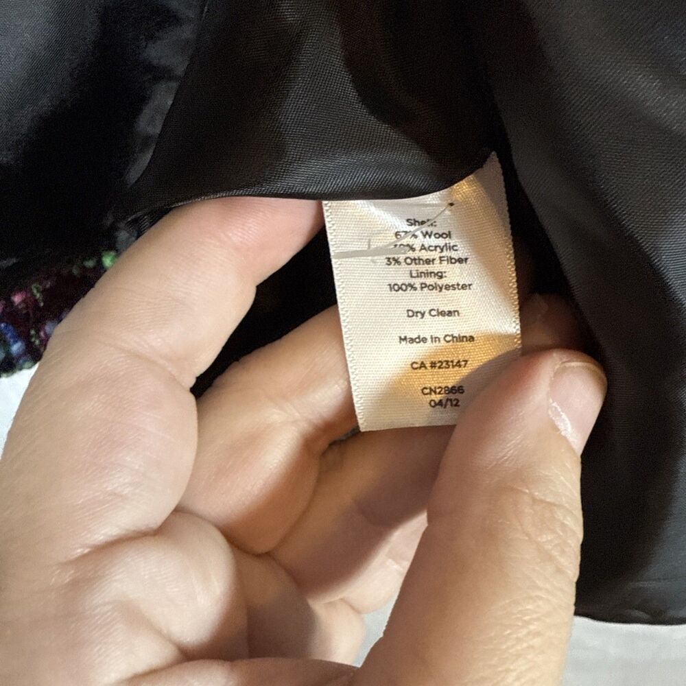 Women’s Multicolored Wool Blend Blazer Size 14 Petite Preowned - Picture 4 of 16